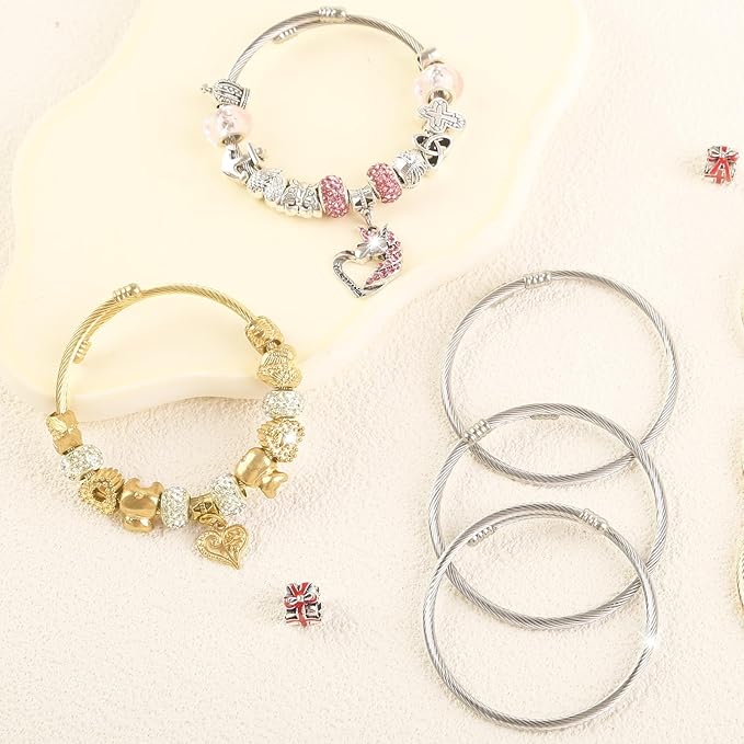 20Pcs Twisted Cable Wire Bracelet Stylish Fine Stainless Steel Open Cuff Bracelet 3mm Thin Adjustable Expandable Elastic Bangle Bracelets For Women Diy Jewelry Making Supplies Christmas Day Gift