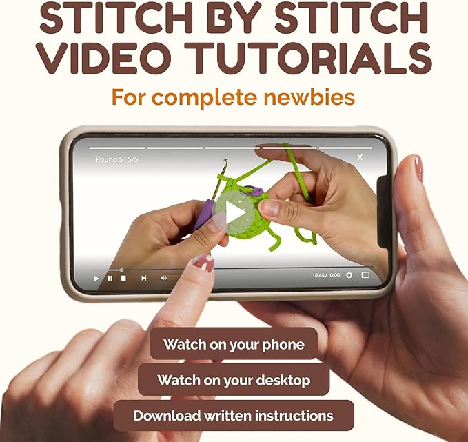 JOYBERRI Crochet Kit for Beginners - Beginner Crochet Kit for Adults and Kids - Learn to Make Amigurumi Animals with Step by Step Videos - All Materials Included