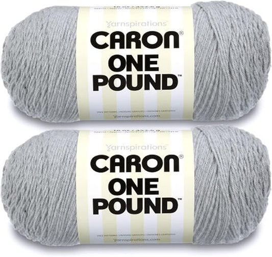 Caron One Pound Soft Graymix Yarn - 2 Pack of 454g/16oz - Acrylic - 4 Medium (Worsted) - 812 Yards - Knitting/Crochet