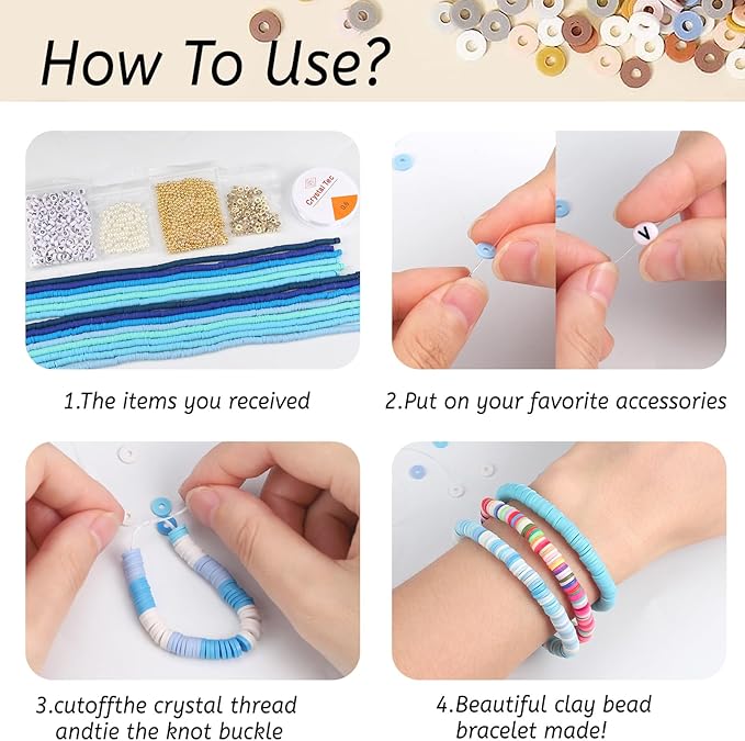 JMUQ 14 Strands Black Clay Beads Bracelet Making Kit, 5500 Flat Polymer Clay Heishi Beads for Friendship Bracelets Jewelry Making Kit with Letter Pearl Gold Spacer Beads for Women