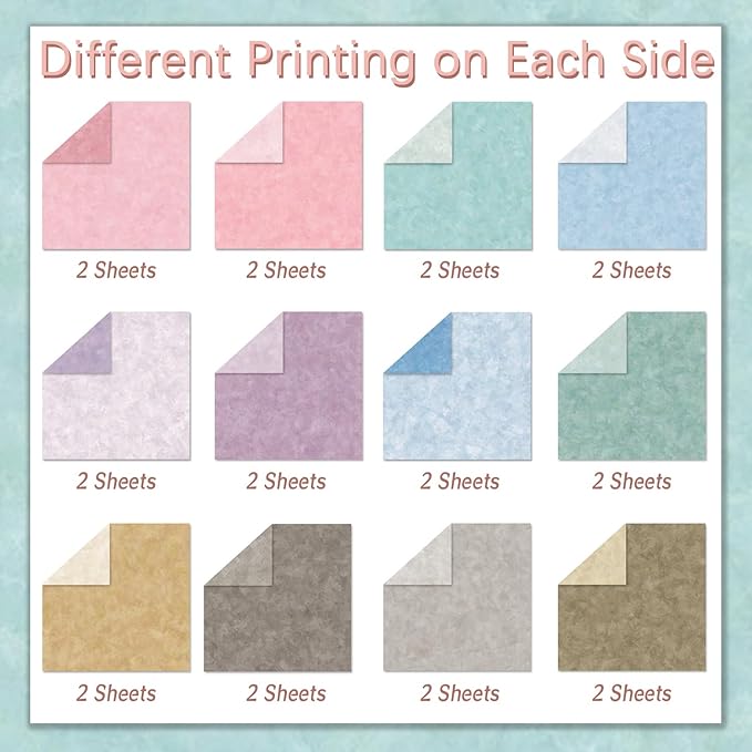 24 Sheets Scrapbook Paper 12" Double-Sided Photo Backdrop Patterned Craft Paper 160gsm for Junk Journals Greeting Cards Album Decoration(Boho Design C)