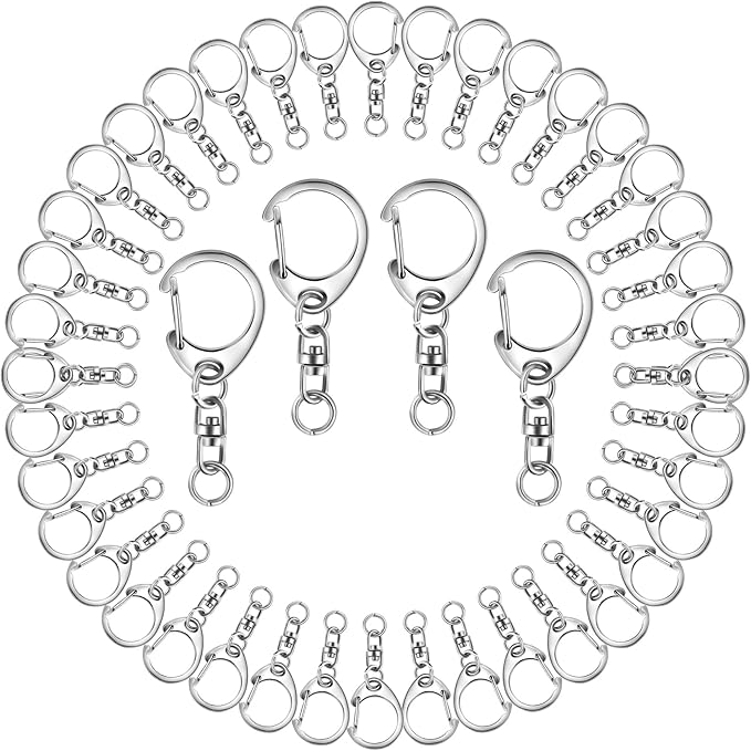 Roctee 50 pcs Metal Lobster Clasp Key, 1.92‘’ Keychain Clip, Swivel Clasps Lanyard Snap Hook, DIY Crafts Key Chain, Lobster Claw Clasp