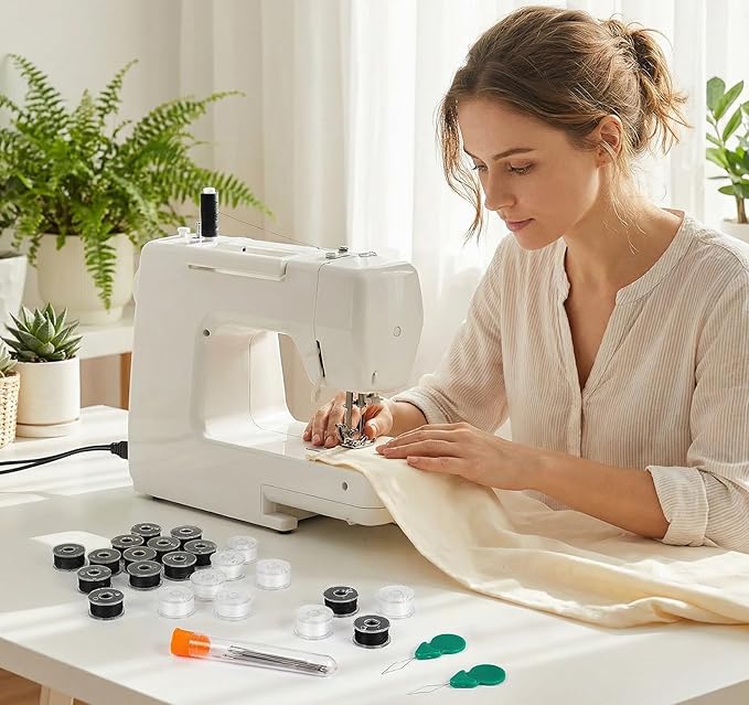 ilauke 18White + 18Black Bobbin Thread, Size A Prewound Sewing Thread Bobbins with Clear Storage Plastic Case Box Compatible with Brother Singer Embroidery BabyLock Janome Singer, 60WT
