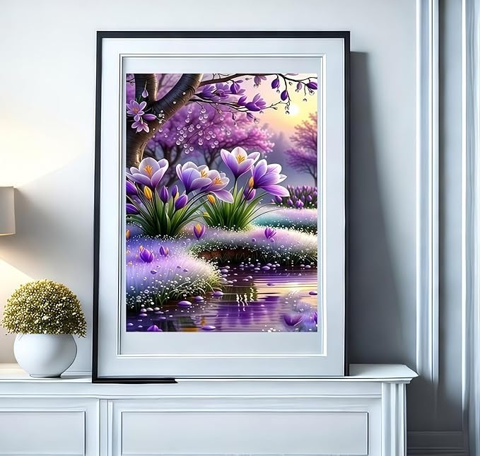 BYGFHLYW 5D Diamond Art Kits for Adults, Flower Diamond Painting Kits for Adults Beginner, Full Drill Round Paint by Diamonds Dot Gem Art for Home Wall Decor 12x16inch