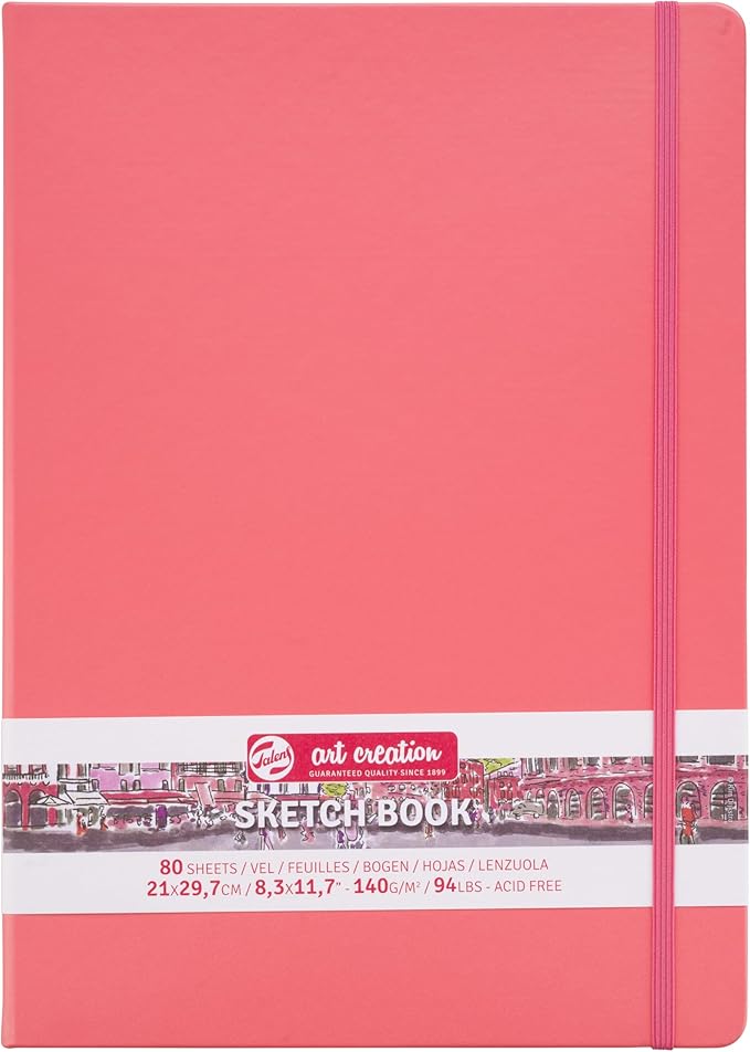 royal talens t9314-313m 441866 talens art creation sketchbook, drawing notebook, 8.3 x 11.8 inches (21 x 30 cm), coral red