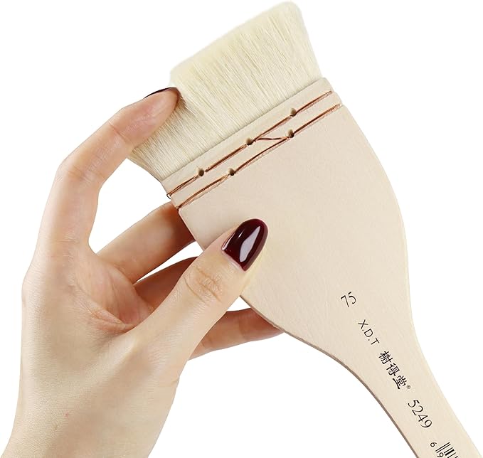 XDT#5249 Hake Artist Paint Brush 3 Piece Set Medium Soft Premium Goat #1.06in #1.77in #2.76in, Acrylic Oil Watercolor