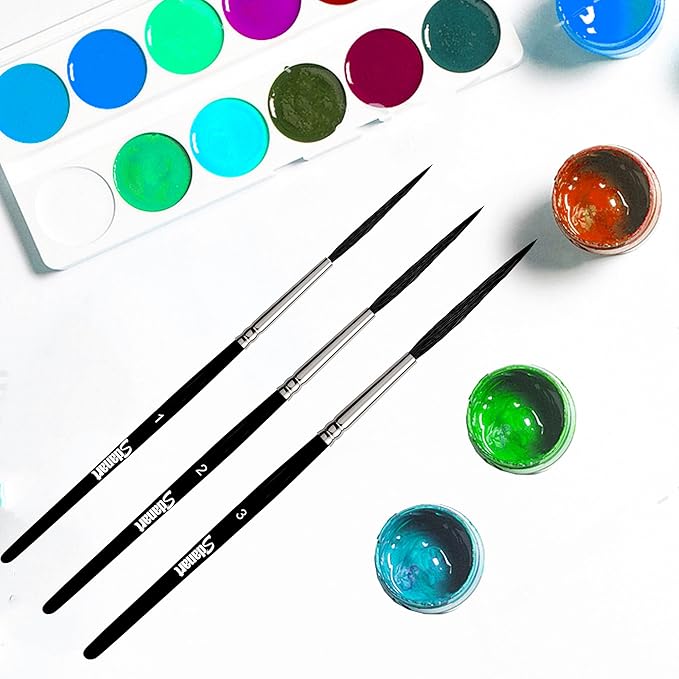 Scroll Pinstriping Brush,3 PCS High Performance Script Pinstripe Brushes,Made from A Blend of Squirrel Hair, Wool and Nylon，Professional Art Paintbrushes,Suitable for Artists and Beginners
