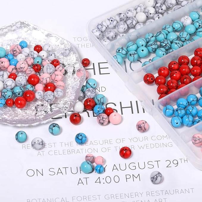 Songxi Stone Beads Bracelet Making Kit 300PCS, 6mm Loose Crystal Gemstone Beads for Bracelet Necklace Earring, DIY Crafts Beads for Jewelry Making for Couples Lovers Adults