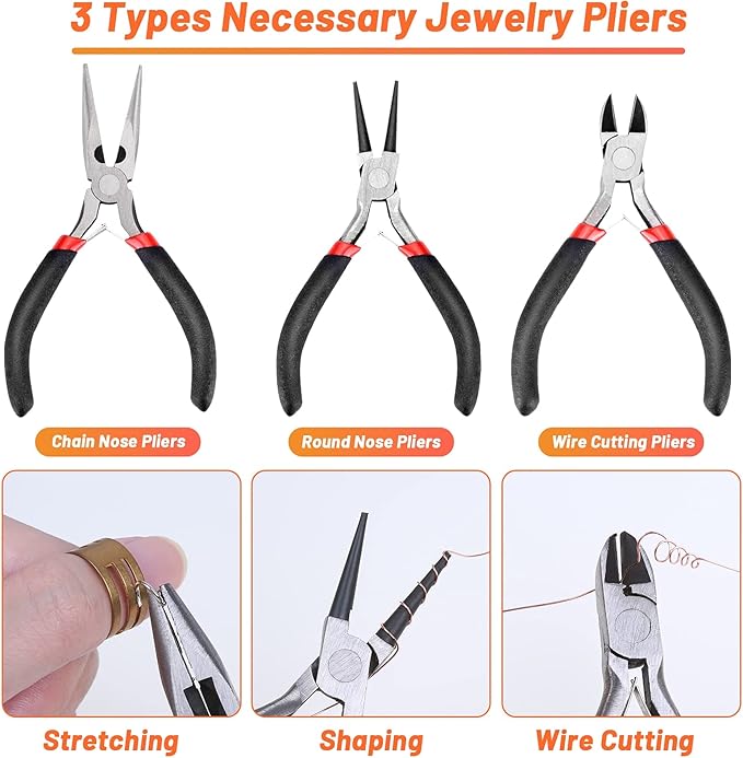 Audab Jewelry Wire Wrapping Jewelry Making Supplies Kit, Ring Sizer Measuring Tools Kit with Tools, Ring Craft Wires, Jewelry Findings for Rings Repair