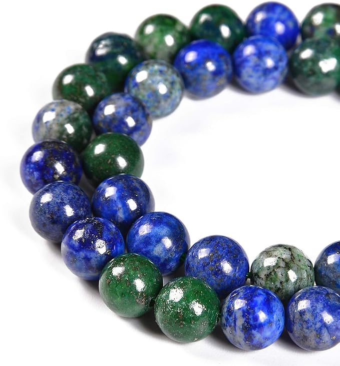 90pcs 4mm Natural Chrysocolla Lapis Lazuli Gemstone Round Spacer Loose Stone Beads for Jewelry Making 15.5" 1 Strand (Chrysocolla Lapis Lazuli, 4mm 90Beads)