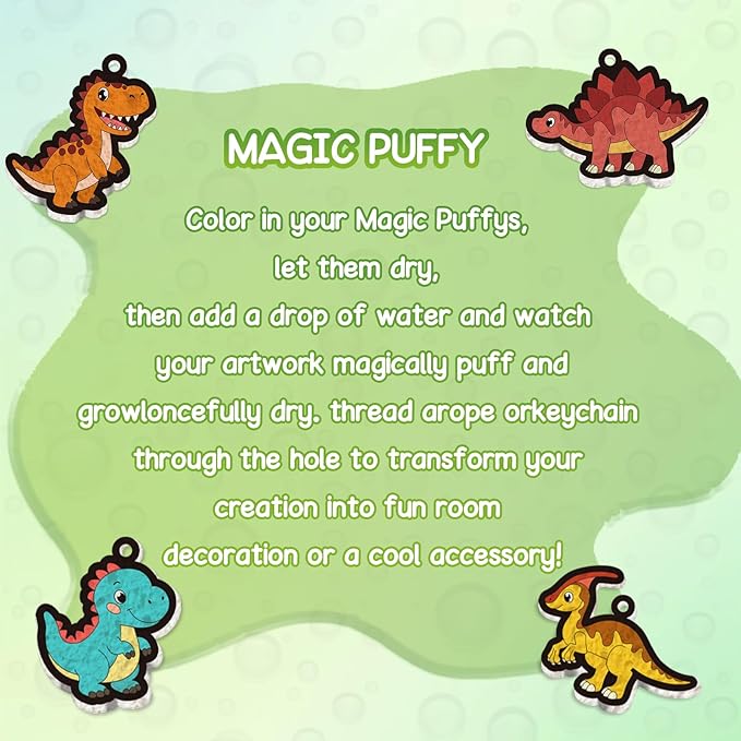 avtctek Magic Foam Texture Painting Kit - 3D Art Puffy Paint Kit, 15 Mess-Free Dinosaur Paint by Number Craft for Kids Ages 3-10