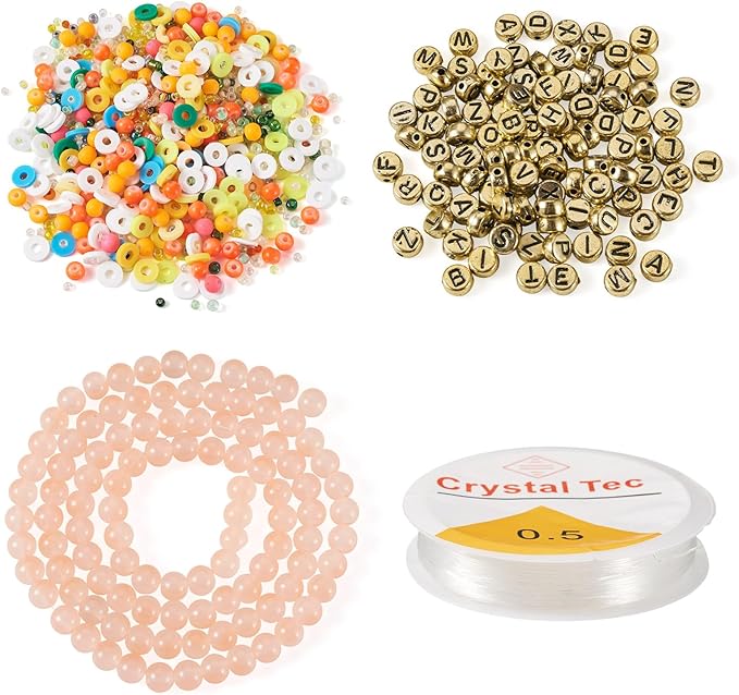 Spritewelry Friendship Bracelet Making Kit with Glass Seed Beads 8mm Pink Clay Beads Bracelet Making Kit for Adults Letter Bead for Jewelry Making DIY Crafts Gift Supplies 1 Bag
