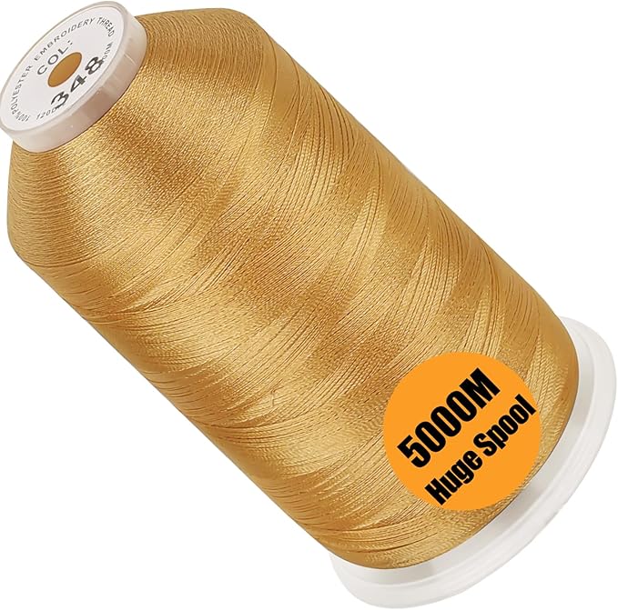 New brothread - Single Huge Spool 5000M Each Polyester Embroidery Machine Thread 40WT for Commercial and Domestic Machines - Khaki