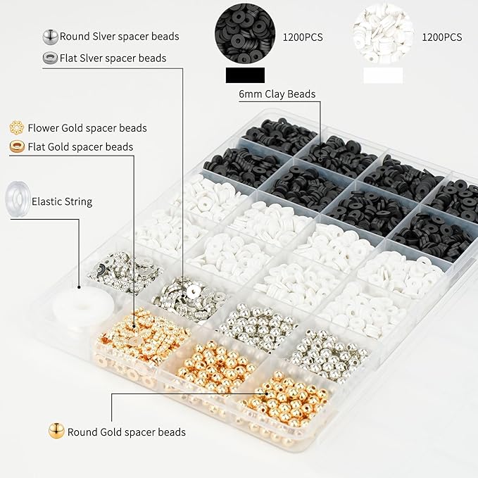 Gionlion 3000 Pcs Clay Beads Bracelets for Women Adults, Bracelet Making kit Golden Beads for Jewelry Making, Charms Bracelet Kit DIY Arts and Crafts Birthday Valentines Day Gifts