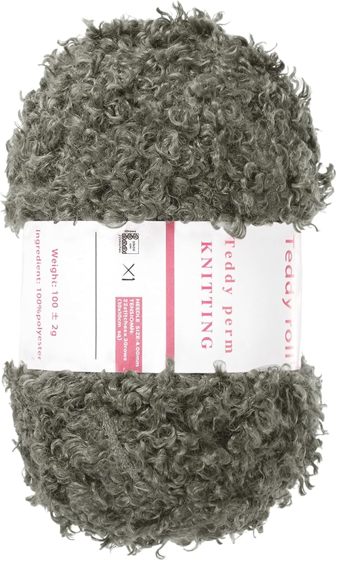 MECCANIXITY 1 Skeins Eyelash Yarn Fur Soft Fluffy Chunky Polyester Yarn Fuzzy Deep Gray for Crocheting Knit DIY Clothes Bag - 55Yard/50m, 3.53oz