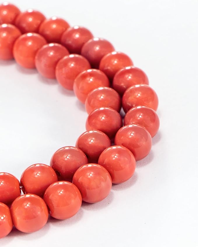 8mm Glass Beads 46PCS Glass Beads for Jewelry Making Charm Round Loose Bead for Bracelet Making Kit (Red Glass)