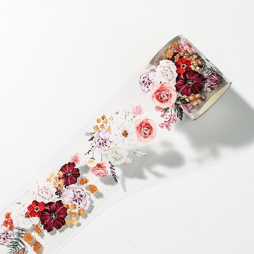 12-Roll Floral PET Washi Tape Set & PET Stickers – Easy to Use for Journaling & Card Making, Ideal for Scrapbooking & Junk Journaling