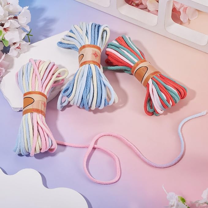 98.46 Feet Colorful 3-3.5mm Macrame Cord Twisted Soft Macrame Rope Segment Dyed Decorative Cord Sewing Twine Craft Thread for DIY Crafts Knitting Plant Hangers Christmas Wedding Decoration
