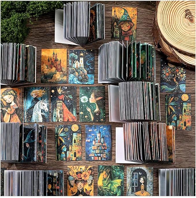 6 Sets 300 Sheets Washi Stickers Book for Junk Journal Supplies, Vintage Aesthetic Fairy Tale Scrapbook Sticker for Scrapbooking Bullet Journaling Kit Planner Stationery Collage Craft