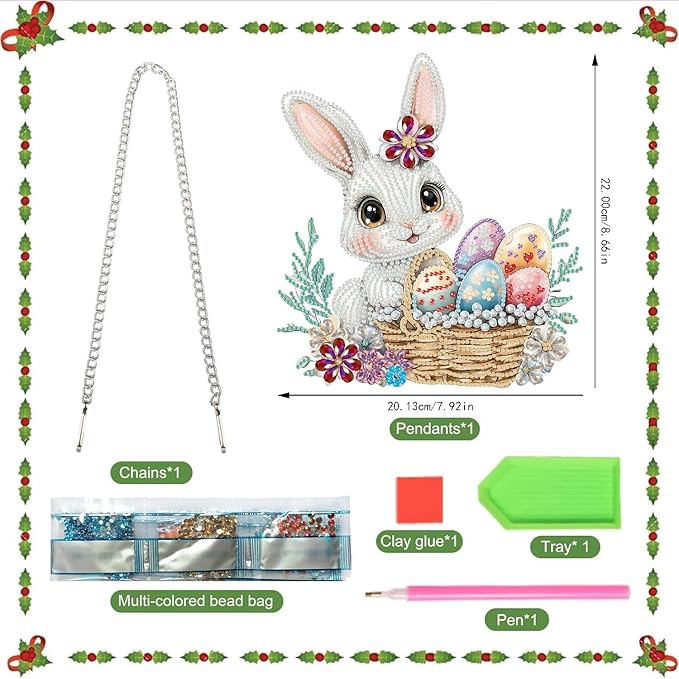 BAWKENTON Easter Hanging Diamonds Art kit for Adult, DIY Diamonds Painting Art Kit, 7.92x8.66 inch Acrylic Diamonds Painting Board Kit Ornament, Special Crystal Diamond Hanging Ornament