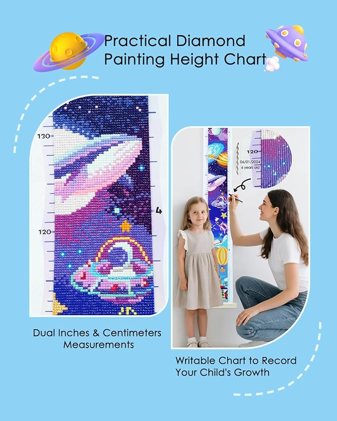 forever young DIY Growth Chart for Wall Diamond Art Kits for Kids Diamond Painting Kits for Adults, Square Drill Diamond Painting Kit, Gem Art Kit with Diamond Dots,City Height Chart 47.2 x 3.9 Inch