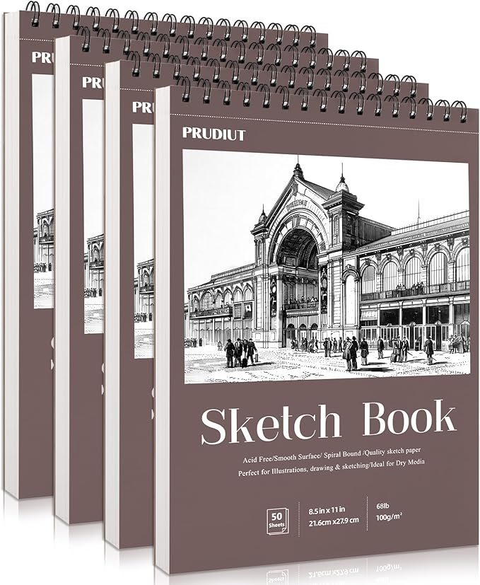 4 Pack Sketch Book 8.5×11 inch, Spiral Bound Sketch Pad 50 Sheets (68lb/100gsm), Acid-Free Sketchbook for Drawing Painting Sketching, Art Paper Drawing Supplies for Adults Artists Ideal Gifts