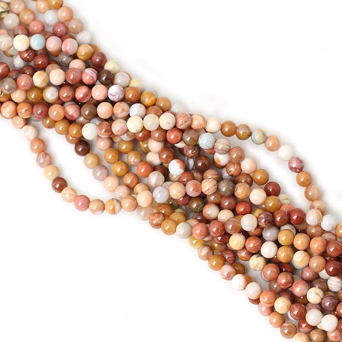 cheavian 60pcs 6mm natural petrified wood jade round loose beads for jewelry making diy bracelet necklace materials 1 strand 15"