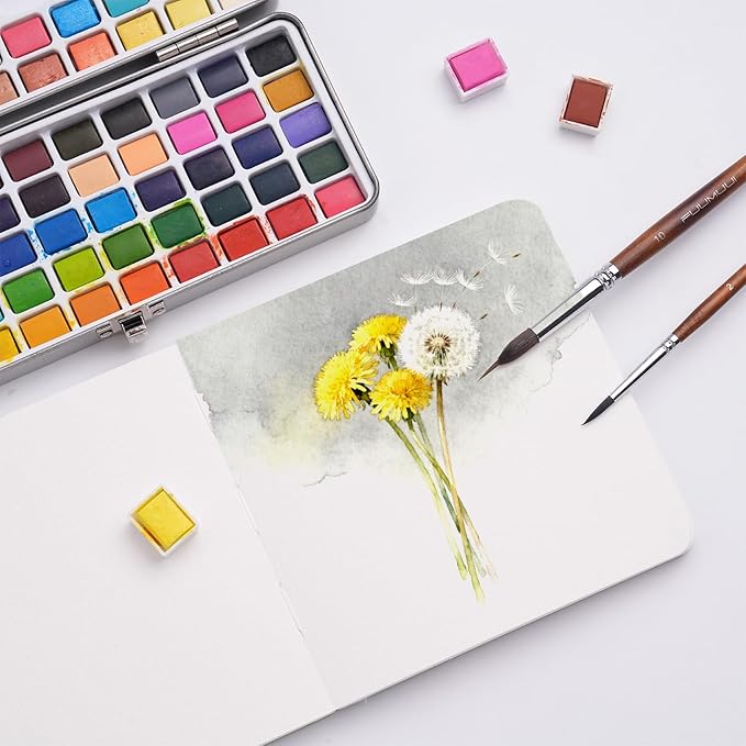Watercolor Journal, Fuumuui 5.5"x5.5" Watercolor Book with 30 Sheets 140 LB (300 GSM) Cotton Paper for Painting, Drawing, Art Journaling, Sketchbook As Travel Notebook