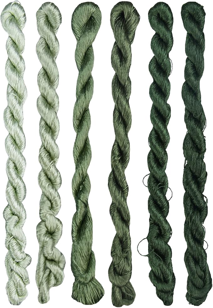 Natural 100% Silk Thread, Handmade Embroidery Thread Silk Floss 6 Colors 110m Each (32)