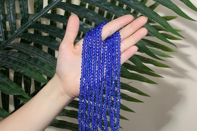 DUQGUHO Crystal Blue Beads 500 Pcs Glass Beads for Jewelry Making Loose Beads Bulk Glass Beads for Bracelets Crafts Earring 6/8mm
