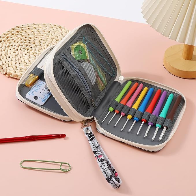 HMZSP Crochet Knitting Needle Set, Handmade DIY Knitting, Ergonomic Yarn Needles and Sewing Accessories, Suitable for Beginners and Experienced Crochet Enthusiasts (Grey)