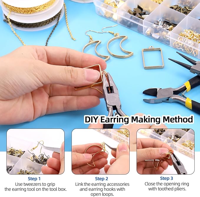 Glarks 1616Pcs Making Supplies Kit with Jewelry Tools, Includes Pliers, Jewelry Wires, Charm Pendants, Jewelry Findings for Jewelry Making and Repair