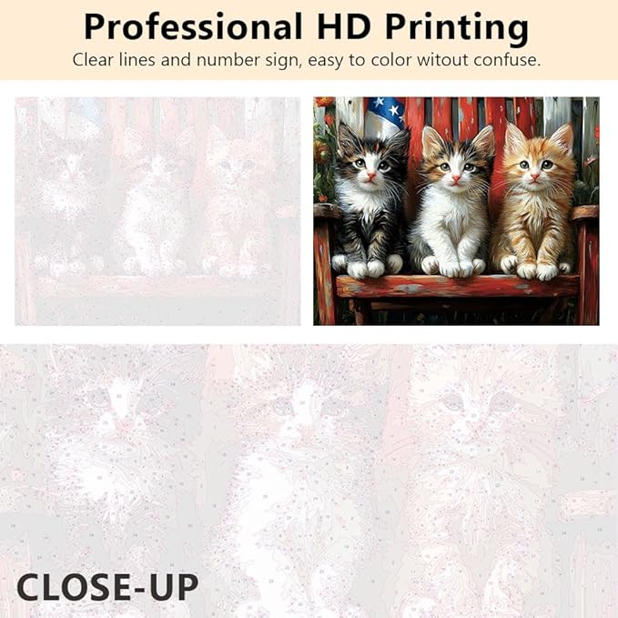 TUMOVO Paint by Numbers Kit for Adults - Playful Kittens on A Chair Color by Number Canvas, Charming Pet Lover Art Craft Kits Wall Decor, 16x20 in