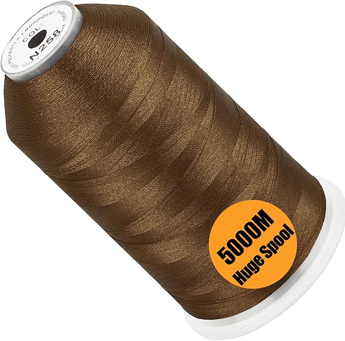 New brothread - Single Huge Spool 5000M Each Polyester Embroidery Machine Thread 40WT for Commercial and Domestic Machines - Sienna(Janome Color)