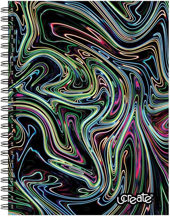 UCreate Fashion Poly Sketch Book Abstract Design, 9" x 12", Neon 75 Sheets