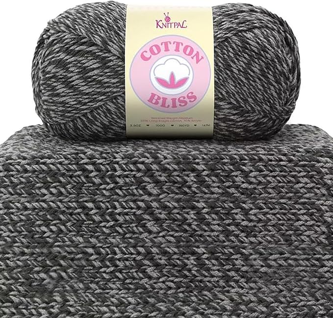 Cotton Bliss Soft Cotton Blend Yarn for Crocheting, 4-Pack (640Yds / 400G), Free Patterns, Beginners Friendly - #4 Medium Worsted Weight Yarn for Baby Blanket - Charcoal Moss