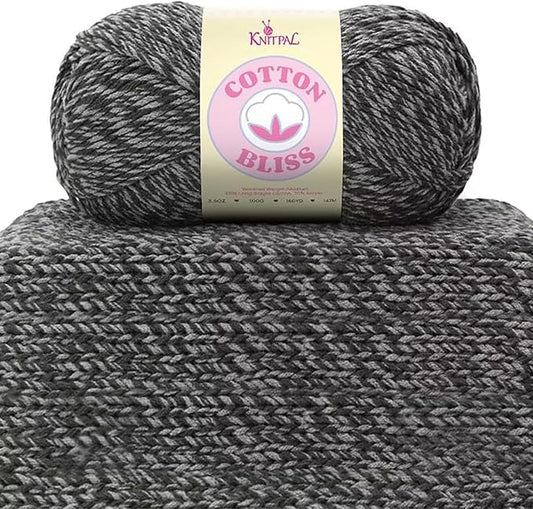 Cotton Bliss Soft Cotton Blend Yarn for Crocheting, 4-Pack (640Yds / 400G), Free Patterns, Beginners Friendly - #4 Medium Worsted Weight Yarn for Baby Blanket - Charcoal Moss