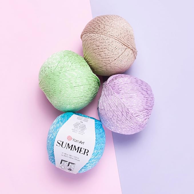 YarnArt Summer – Glittery & Sparkly Knitting Yarn for Crochet, Shawls & Accessories – Lightweight Summer Yarn (03)