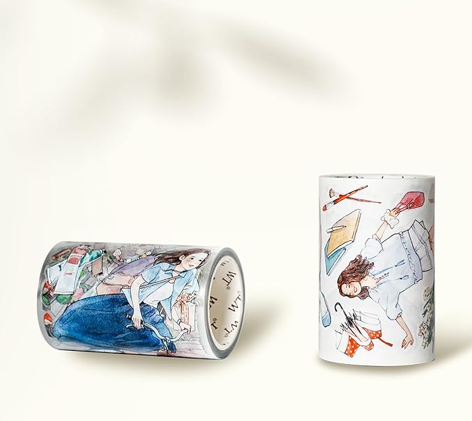 WT Pre-Cut Hello Weekend Wide PET Tape, 1 Roll (70mm x 5m), Original Weekend Lifestyle Designs, Waterproof Decorative Tape for Journaling, Planners, Scrapbooks & DIY Crafts