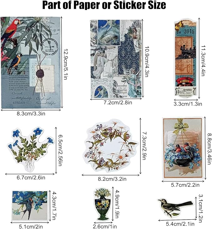 Esweny 200PCS Vintage Scrapbooking Supplies Kit for Journaling, Scrapbook Sticker Paper Pack for Junk Journal Planners Aesthetic Cottagecore Room Decor Wall Art Collage Album