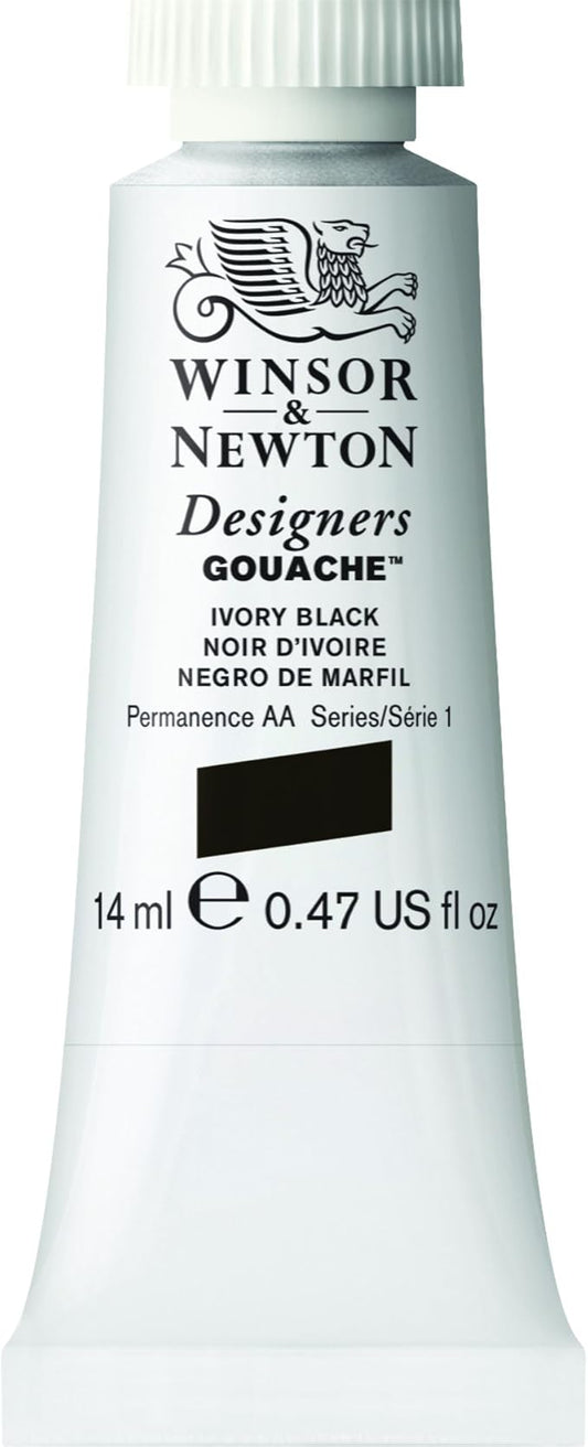 Winsor & Newton Designer's Gouache, 14 ml (0.47oz) tube, Ivory Black