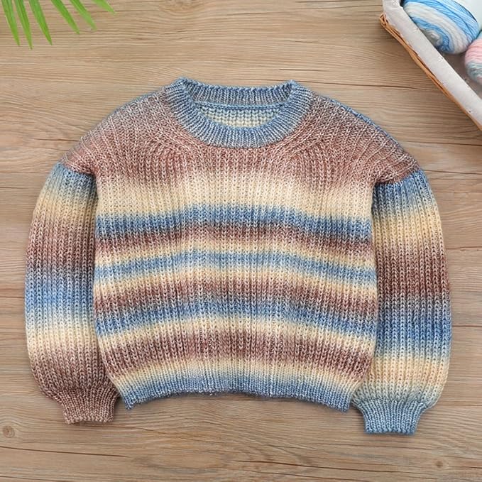 Crocheting Knitting-Gradient Cake Yarn, Soft Multicolor Medium-Fine Blended Yarn, Weight 100 Grams, Contains 60% Cotton 30% Acrylic 10% Wool. Suitable for Scarf, Gloves, Shawl, Blanket.(1162)
