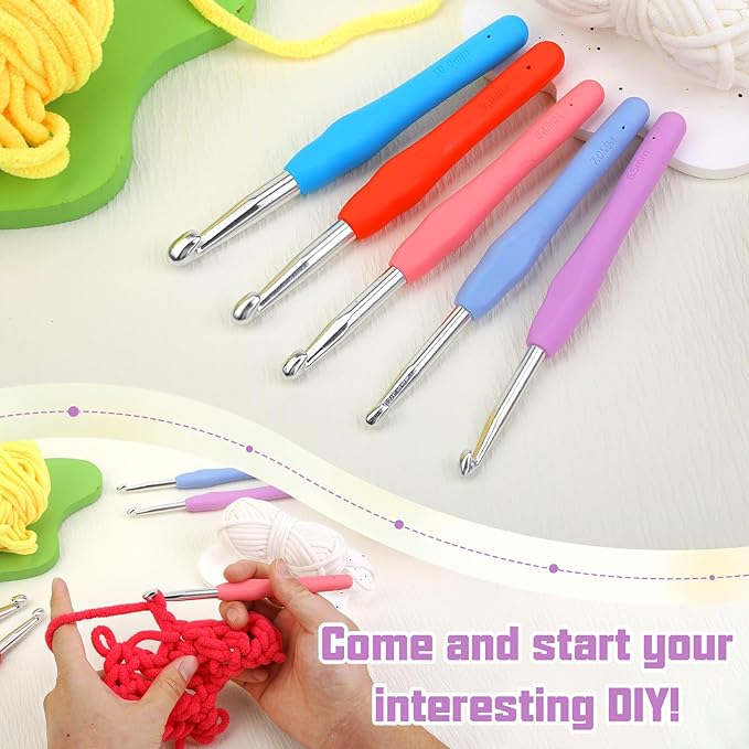 Crochet Hook, 6.5 mm Ergonomic Crochet Hook, Crochet Needles for Arthritic Hands, Knitting Needles with Soft Handle Beginners and Experienced Hobbyists (6.5 mm)