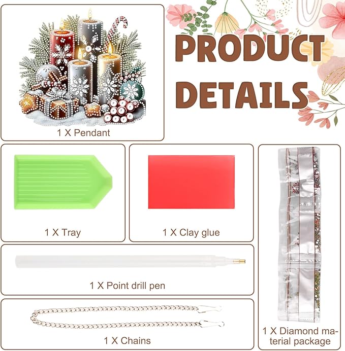 DOMROM Santa and Castle Diamond Art Hanging Kits for Adults Beginners, Christmas Special Shaped Crystal Diamond Painting Santa Pendant, DIY Diamond Art Suncatchers for Home Garden Wall Decor Gift