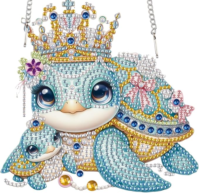 TDFERAN Diamond Pinting During Sea Turtles Diamant Art Hanging Sign Onament Animal Pendants Wind Chimes Wall Hanging in Living Room Dorridor Diamond Art Hanging Sign Onamen Hanging Diamant Craft