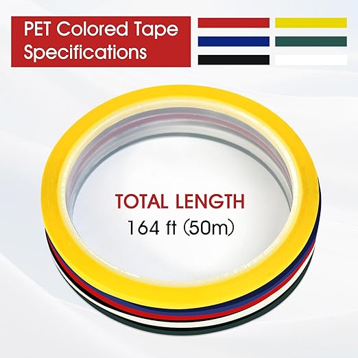 6 Rolls 1/8 Whiteboard Tape - Thin Dry Erase for Art, Charts & Whiteboards - Pinstripe Paper Tape, 108 Feet per Roll (6 Colors)