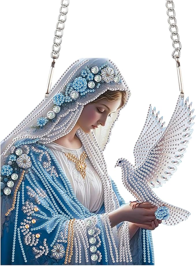 JZHYOAN Elf Wind Chimes with Diamonds Art Window Pendants Craft for Adult Diamond Painting Art Hanging Kit DIY Hanging Diamond Craft Pendants Acrylic Pendant Ornaments Kits Crystal Arts Pendant