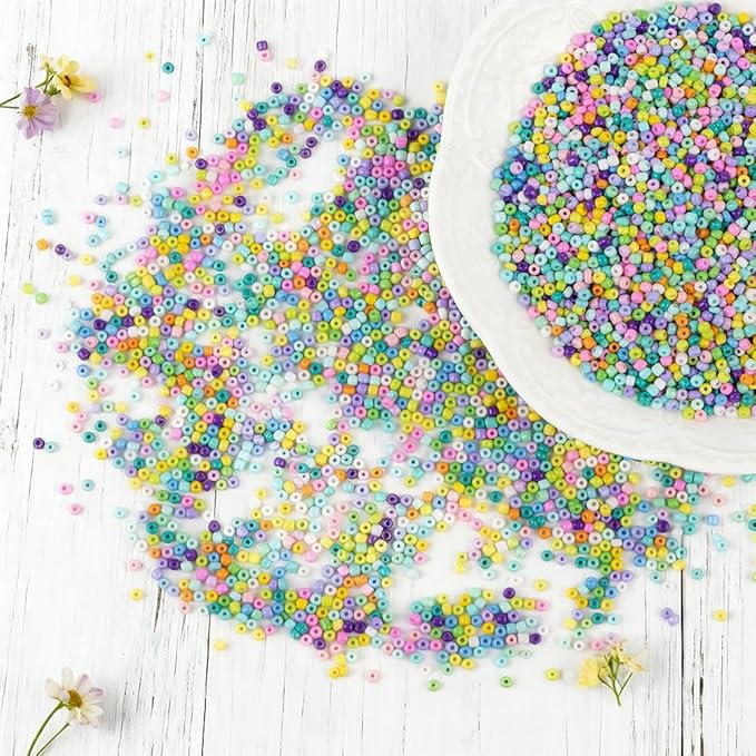 Macaron Color 3mm Seed Beads, 5200Pcs Glass Seed Beads Kit with Storage Box for DIY Necklace Bracelet Crafts