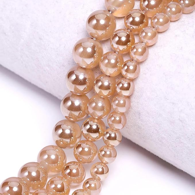 Stone Beads, 45pcs Brown Agate, 8mm Round Loose Beads for Jewelry Making, Bracelets, with Bag, String & Card