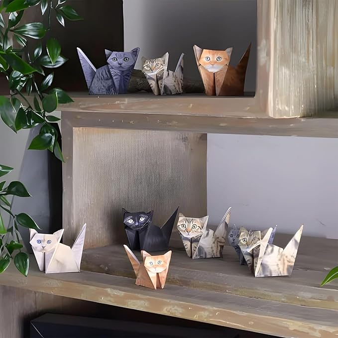 DIY Paper Cats - 100 Sheets DIY Origami Paper to Fold Cute Cat Figures, Creative Craft Activity for Cat Lovers, Desk Decoration & Gift for Cat Lovers(2Pcs Cats）